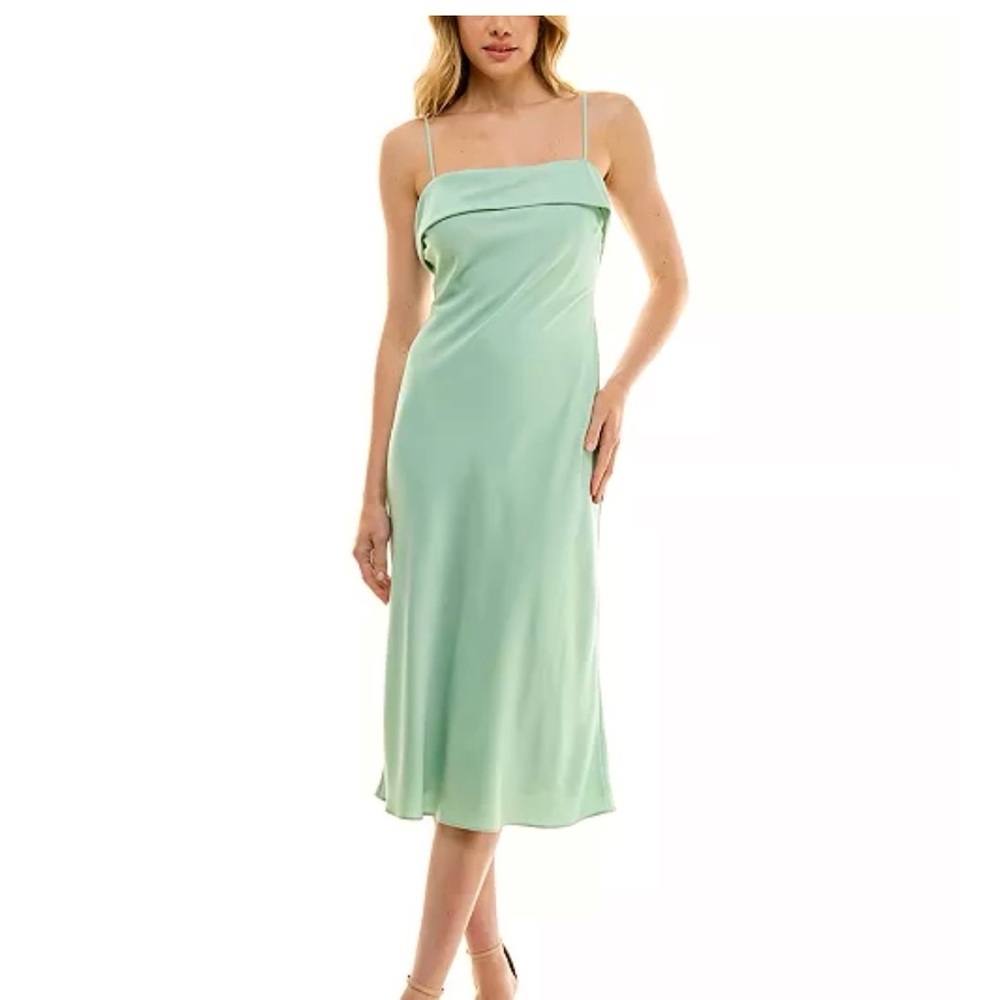 B. Darlin Dress Slip Satin Knit Midi Sleeveless Mint Green Cocktail 11/12 (jrs)